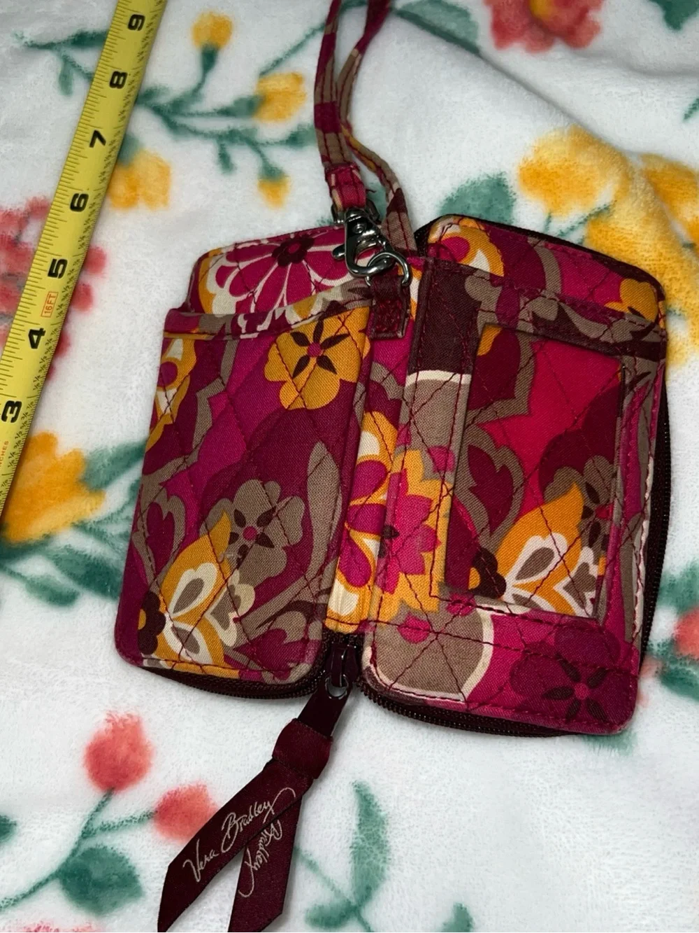 Vera Bradley Quilted Floral Wristlet Wallet - Magenta, carnaby zipper.pocket